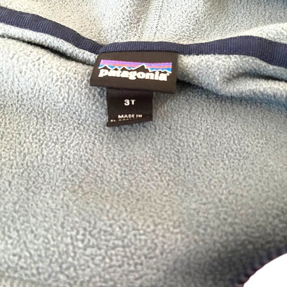 Patagonia Fleece Jacket Kids 3T Hooded Blue Red Micro D Snap T Full Zip - Picture 6 of 8